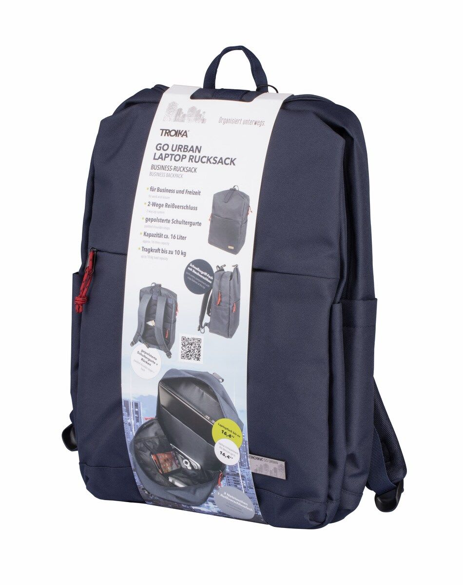 Mochila Troika con compartimento capacidad 10kg. Azul oscuro4