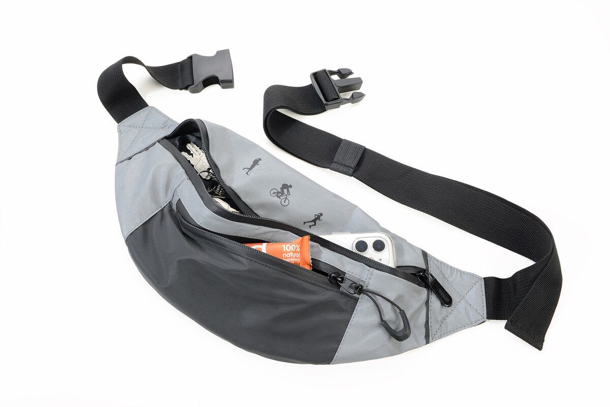 Bolso Troika tipo Riñonera 3 compartimentos con cierre.Gris/negro6