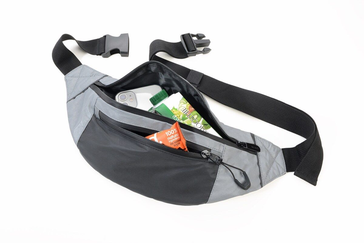 Bolso Troika tipo Riñonera 3 compartimentos con cierre.Gris/negro2