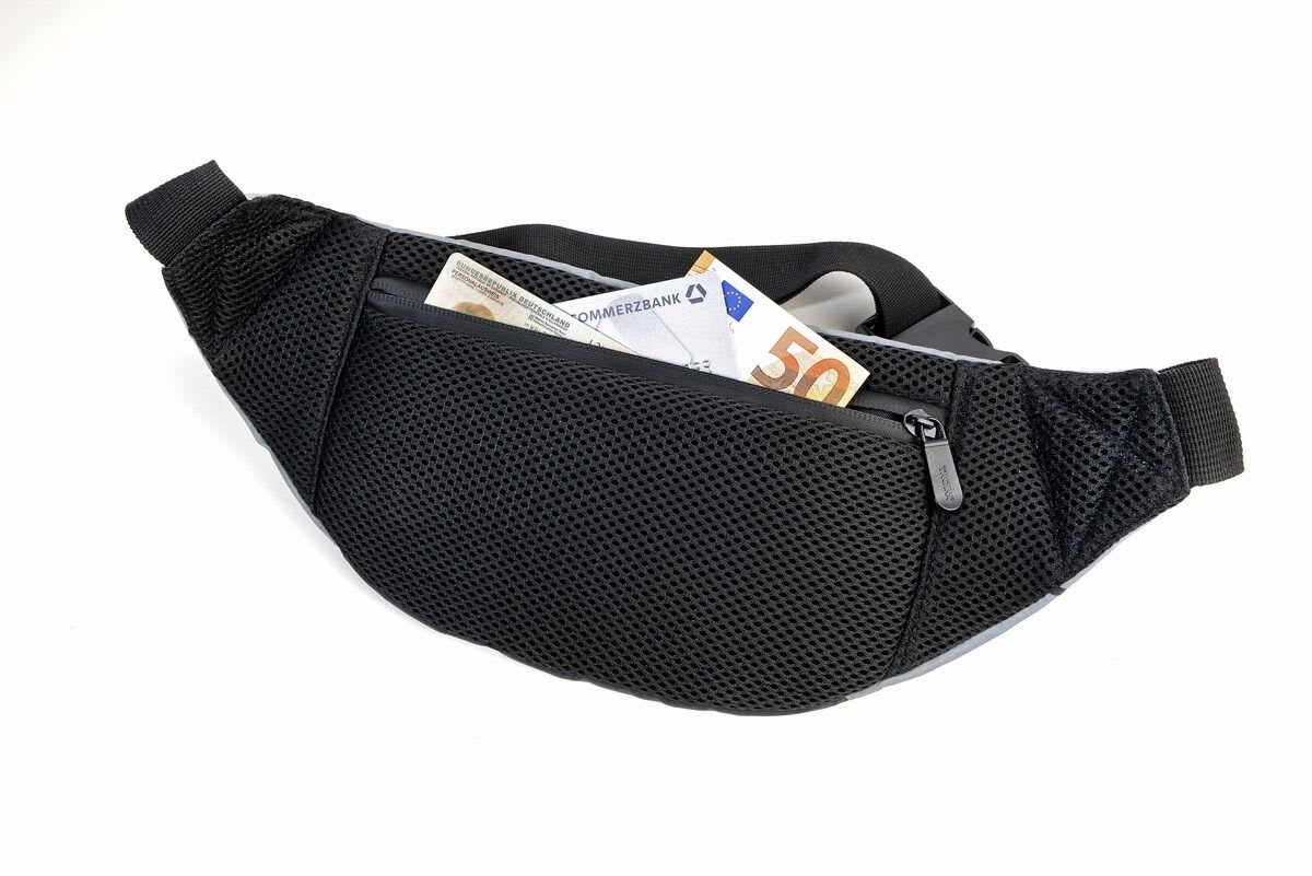 Bolso Troika tipo Riñonera 3 compartimentos con cierre.Gris/negro3