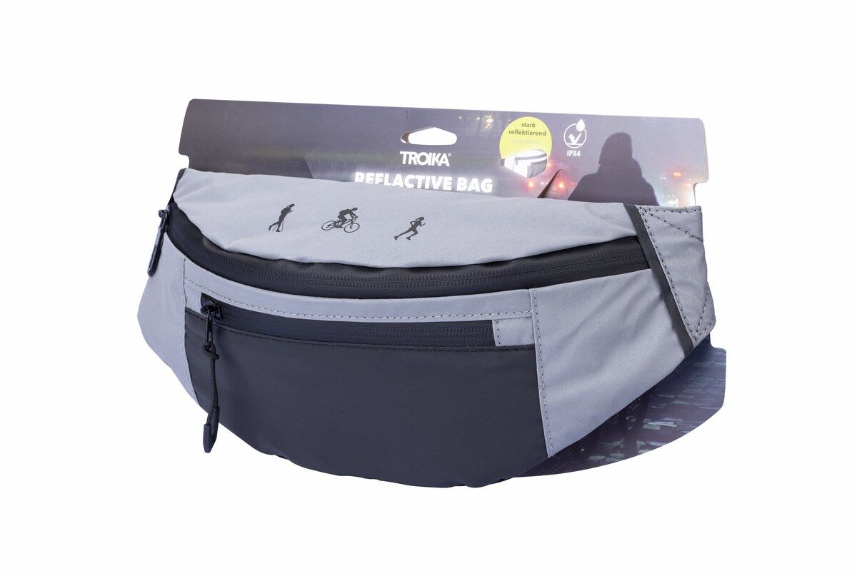 Bolso Troika tipo Riñonera 3 compartimentos con cierre.Gris/negro4