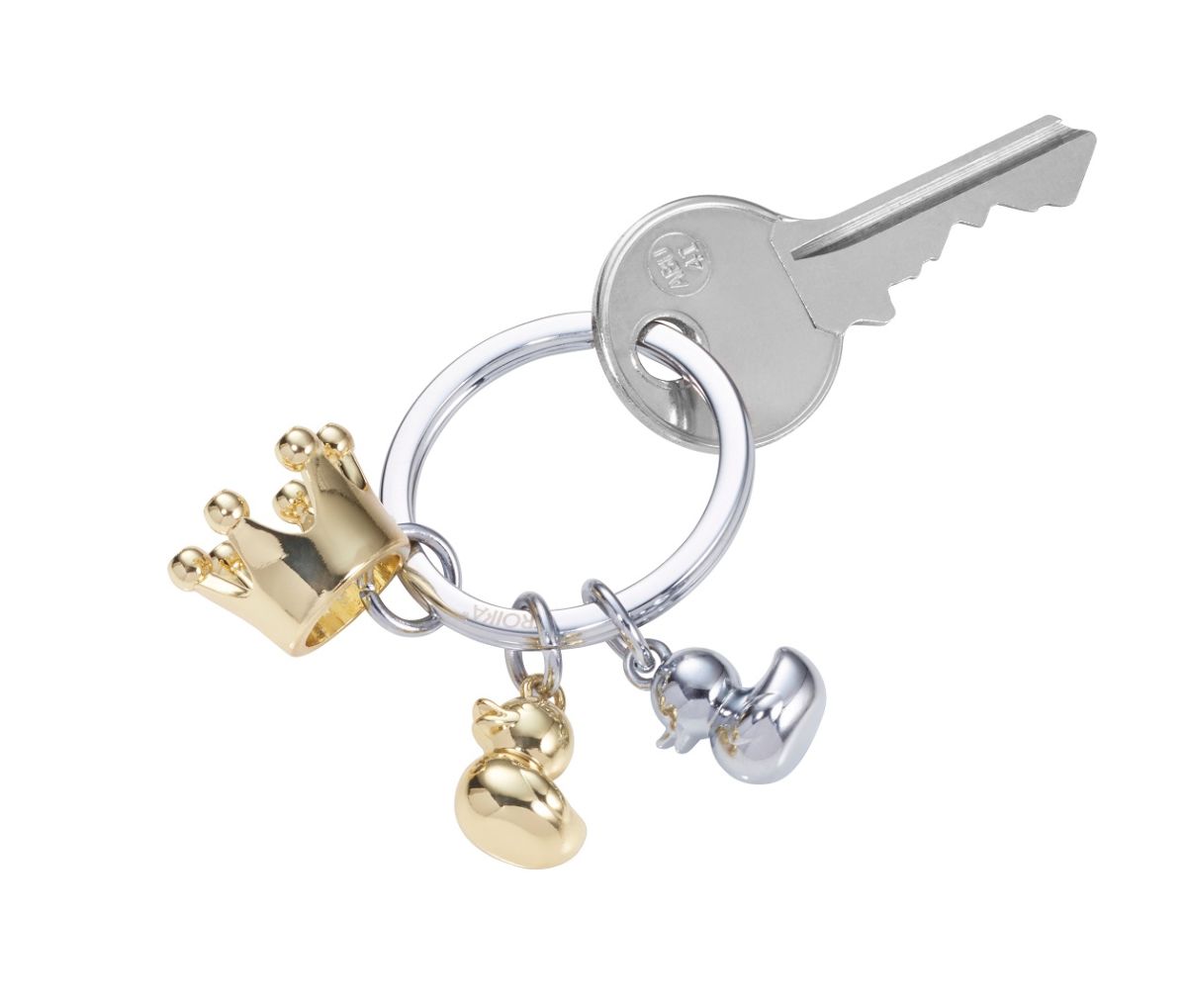 Llavero Troika con 3 dijes, 2 patos y 1 corona4