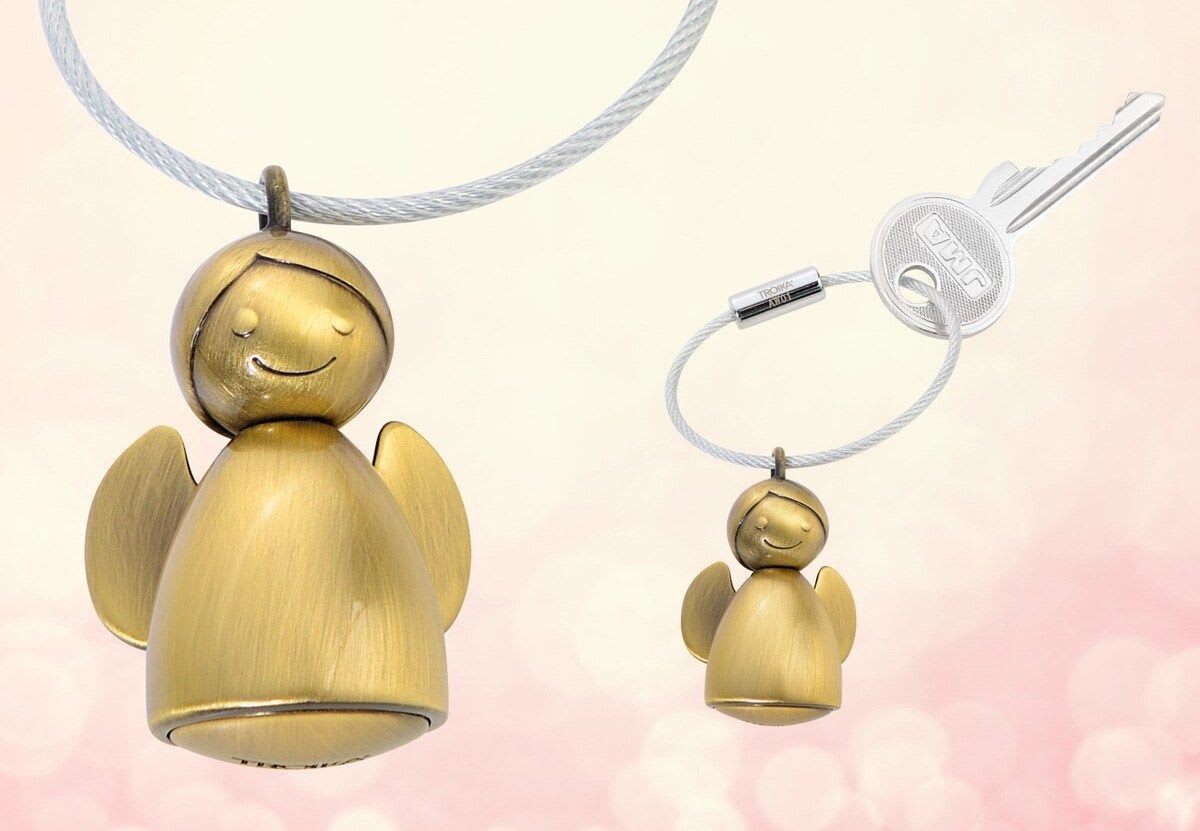 Llavero Troika ángeles guardianes. Color oro antiguo2