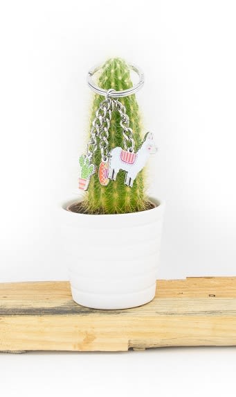 Llavero Troika con 3 dijes( alpaca, cactus y sombrero)1