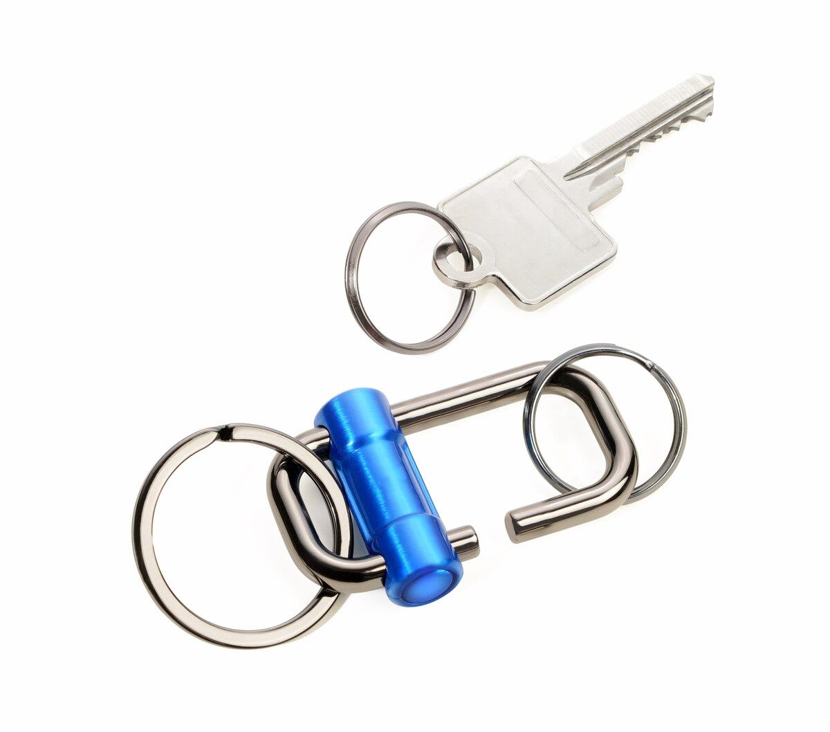 Llavero Troika 3 anillos para llaves en 2 tamaños Metal azul y gris5