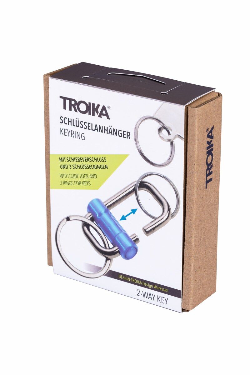 Llavero Troika 3 anillos para llaves en 2 tamaños Metal azul y gris6