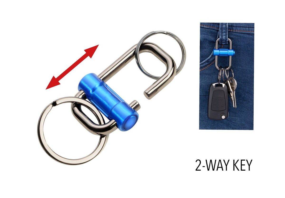 Llavero Troika 3 anillos para llaves en 2 tamaños Metal azul y gris2