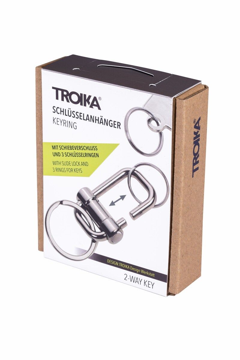 Llavero Troika 3 anillos para llaves en 2 tamaños.Metal gris6
