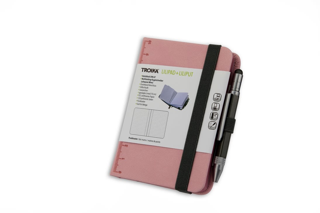 Bloc de notas Troika DIN A7 + regla en relieve (10 cm)2