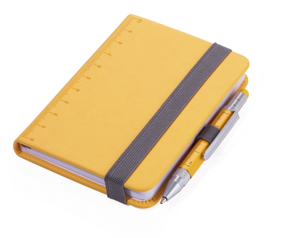 Bloc de notas Troika DIN A7 + portabolígrafos, marcador, bolígrafo multitarea y regla en relieve3