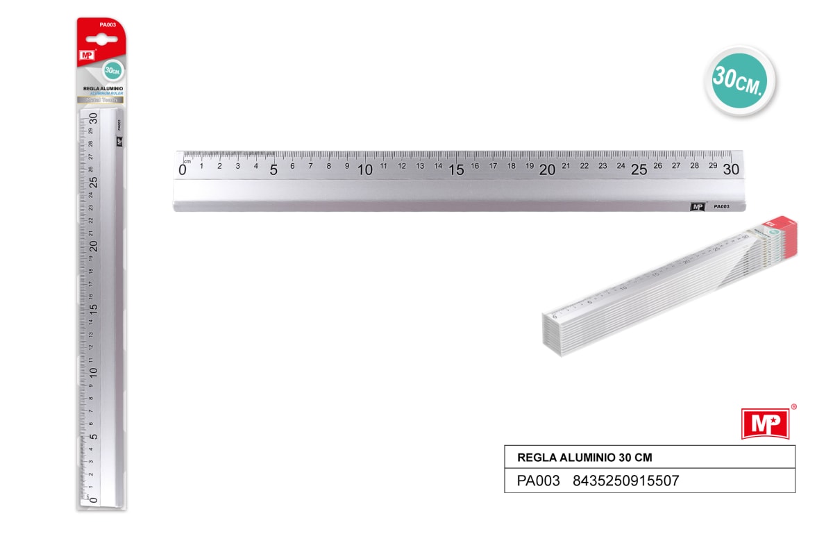 Regla De Aluminio 30cm Color Plata1