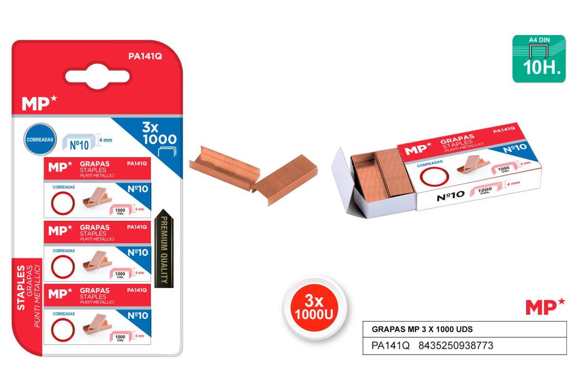 Blister de corchetes No10 3x1000UDS Color Cobre1