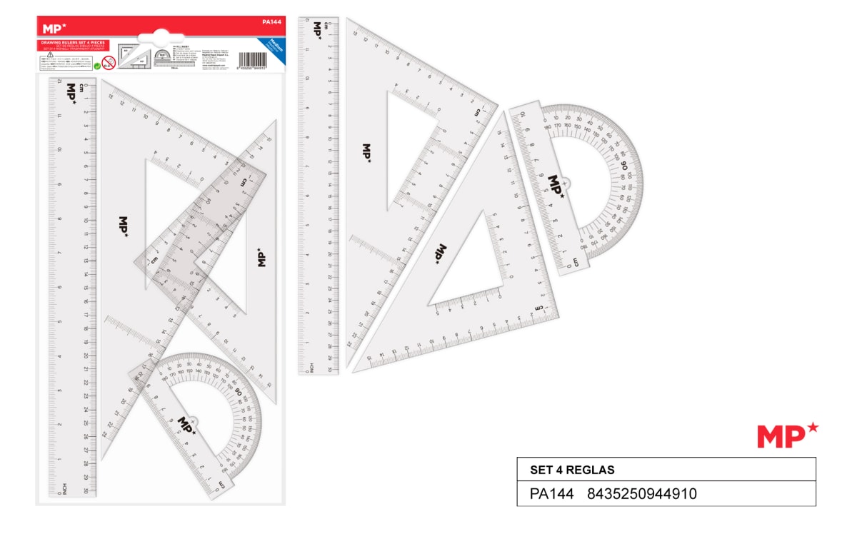 Set De Juego Geometrico Para Dibujo X 4 Uds Color Plata1