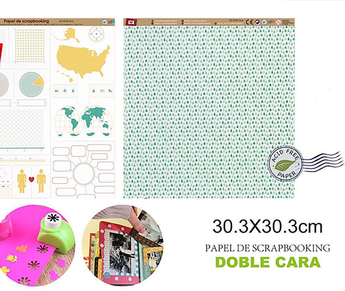 Papel De Scrapbooking Doble Gotitas/Graficas Cara 1