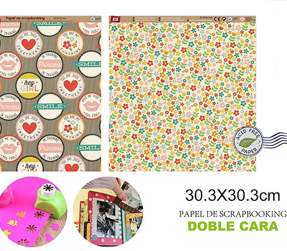 Papel De Scrapbooking Doble Cara Flores/Sticker 30.3X30.3Cm1
