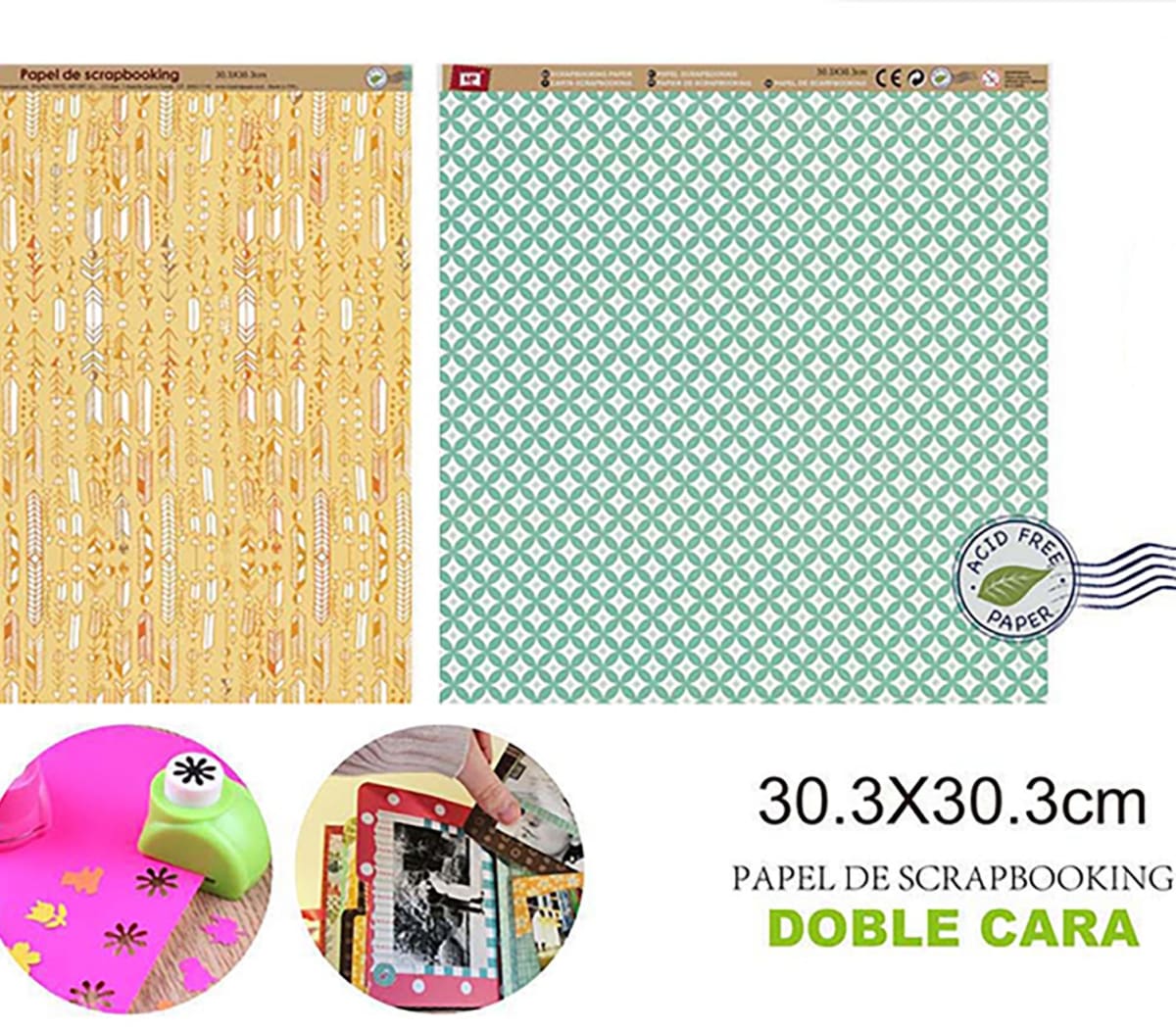 Papel De Scrapbooking Doble Cara Figuras Variadas/Lanzas 1