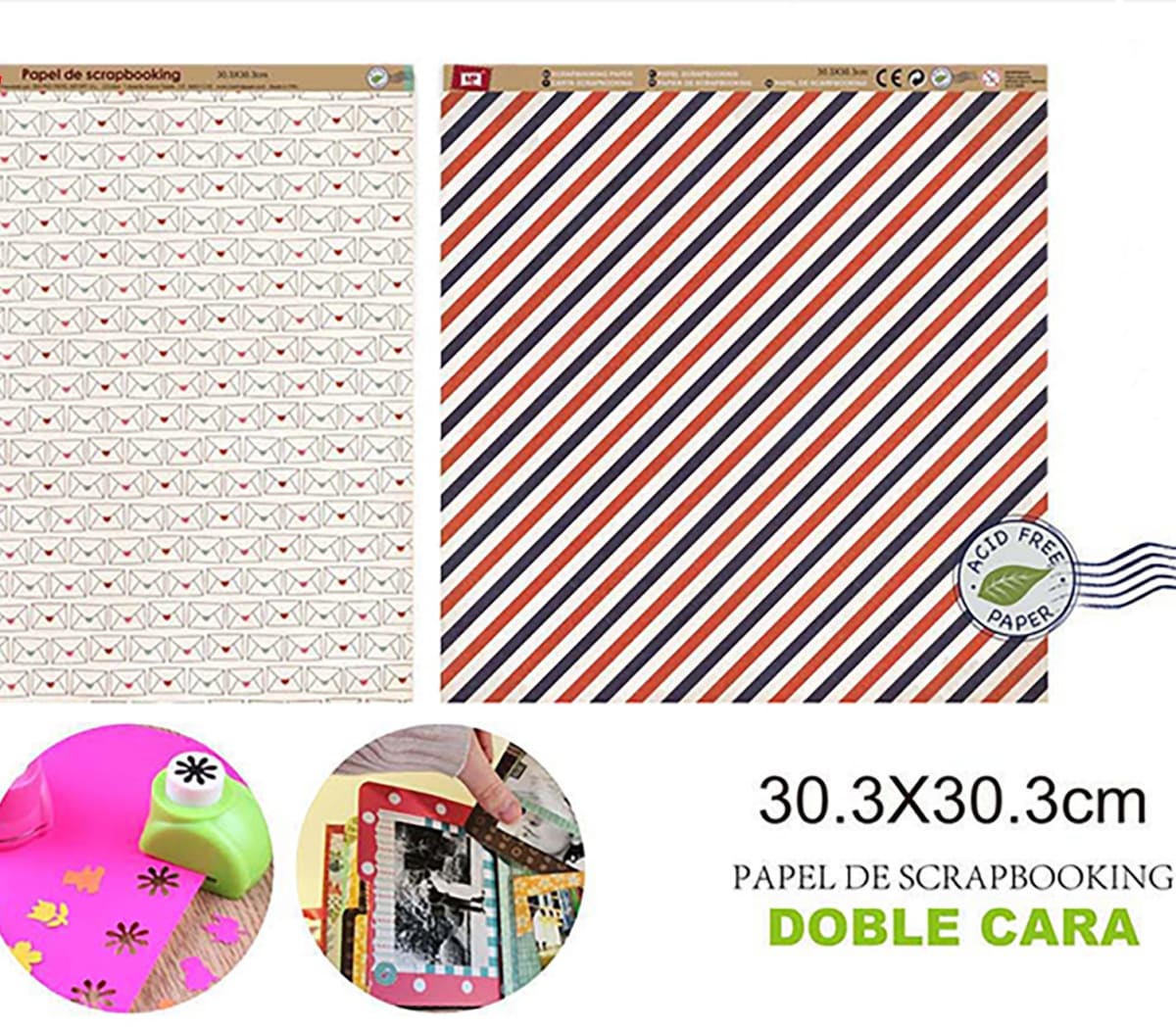 Papel De Scrapbooking Doble Cara Sobres/Lineas 30.3X30.3Cmdo1