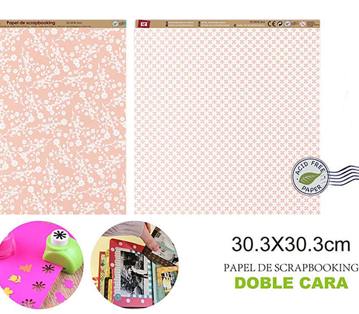 Papel De Scrapbooking Doble Cara Estrellas/Flores 1