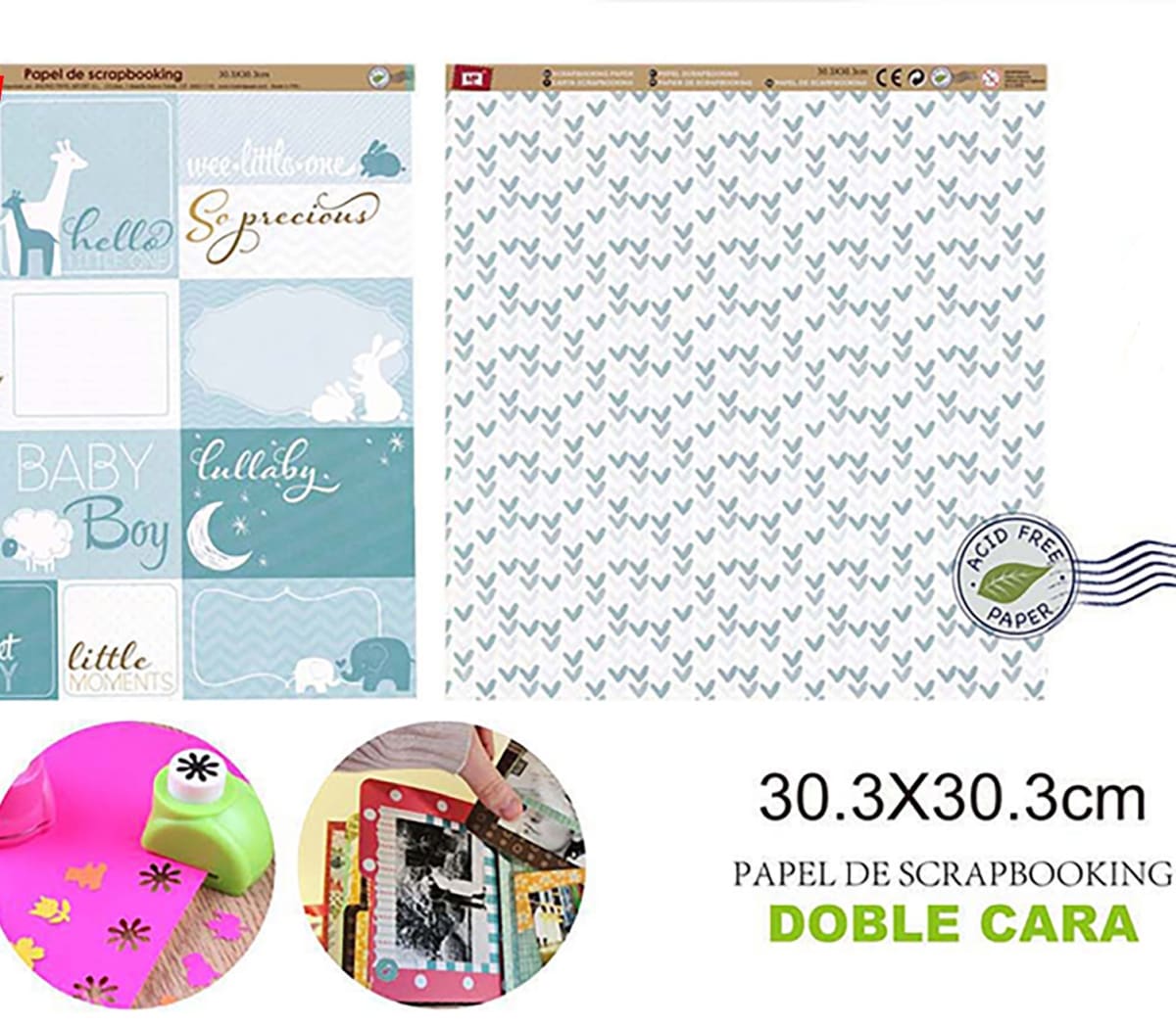 Papel De Scrapbooking Doble Cara Bebe/Corazones 30.3X30.3Cm1