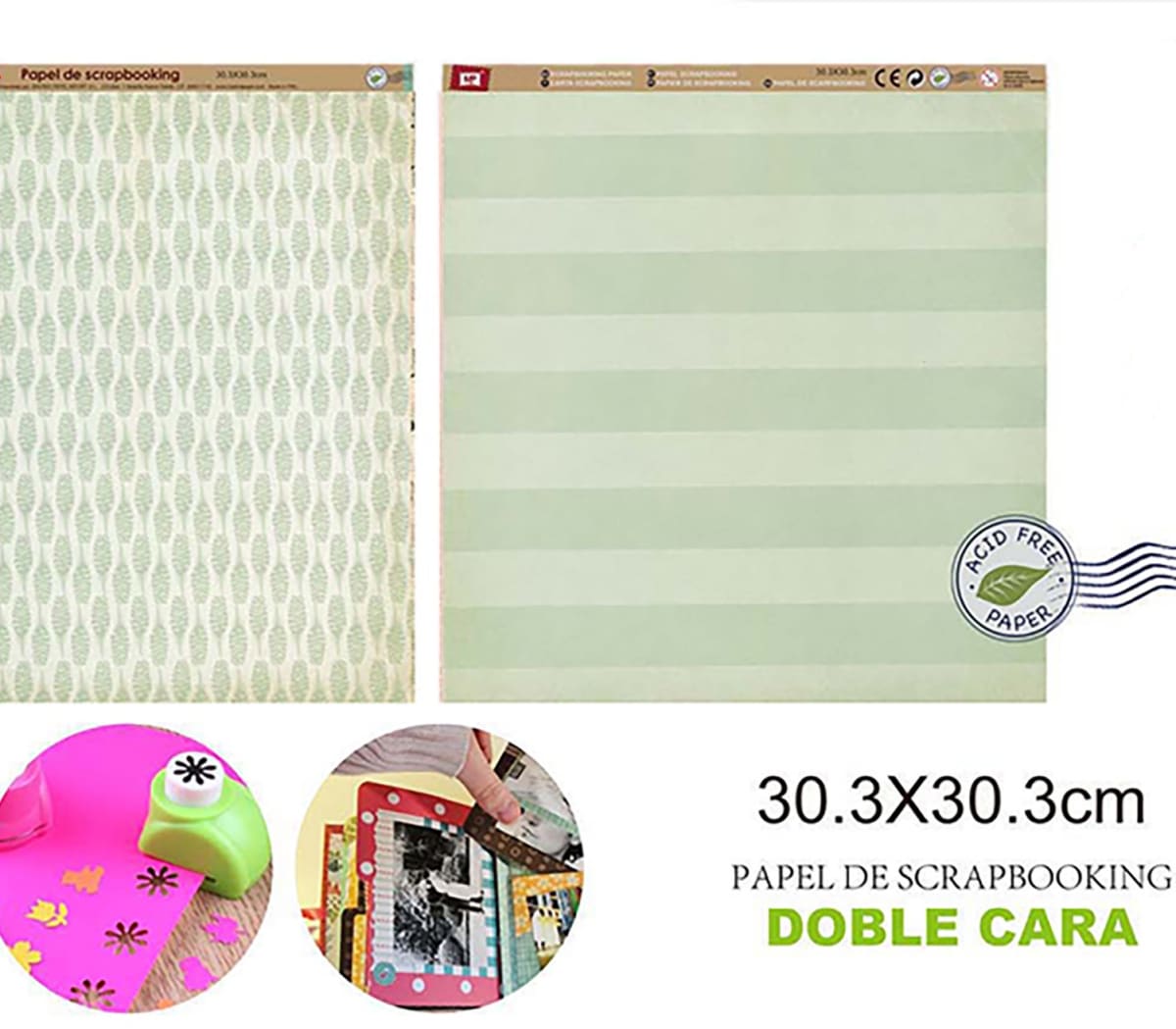 Papel De Scrapbooking Doble Cara Hojas/Lineas 30.3X30.3Cmdo1