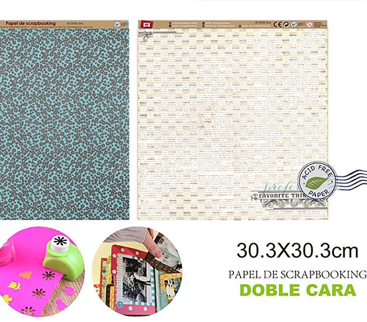 Papel De Scrapbooking Doble Cara Flores/Letras 30.3X30.3Cmdo1