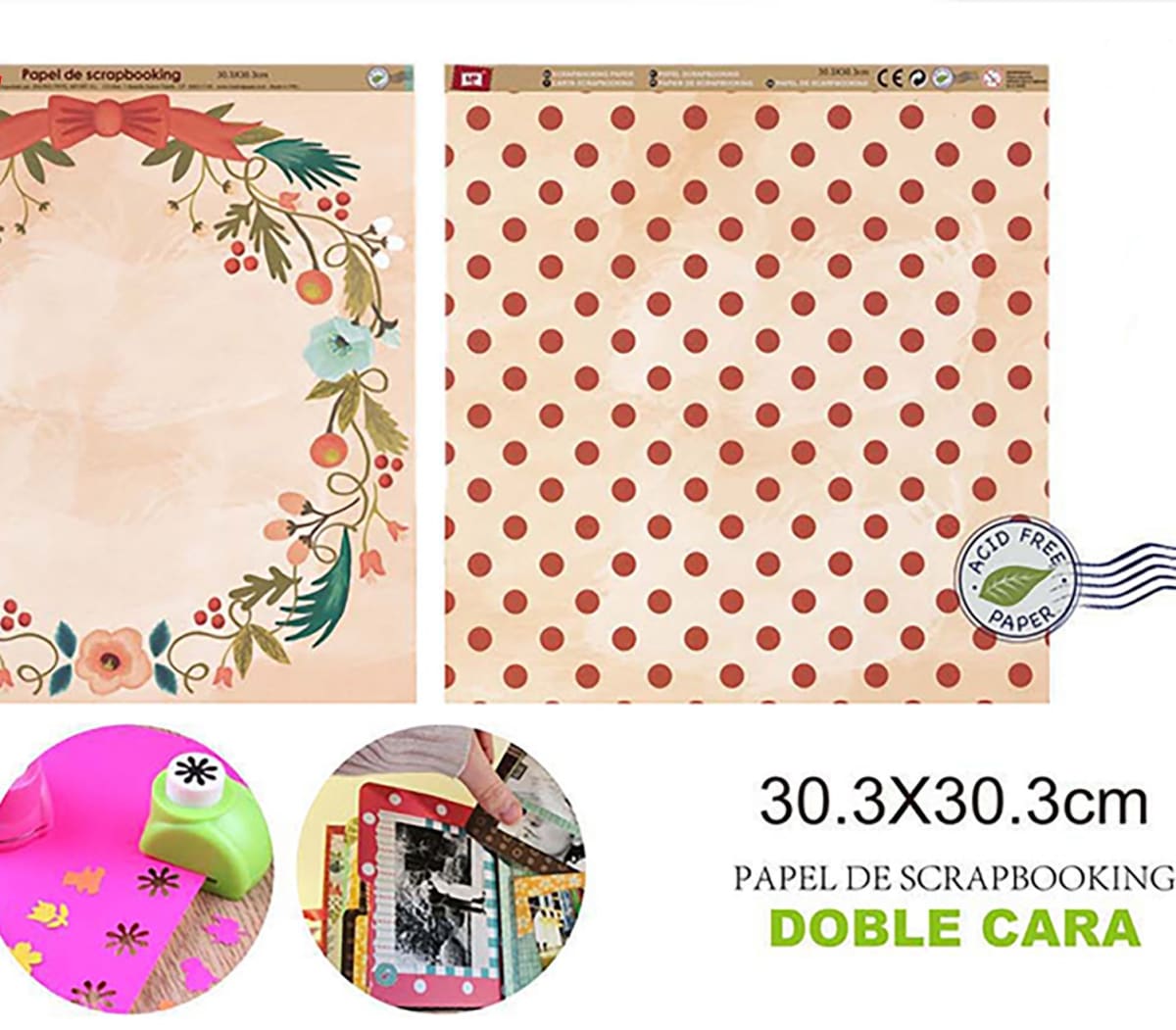 Papel De Scrapbooking Doble Cara Circulos/Corona 30.3X30.3Cm1
