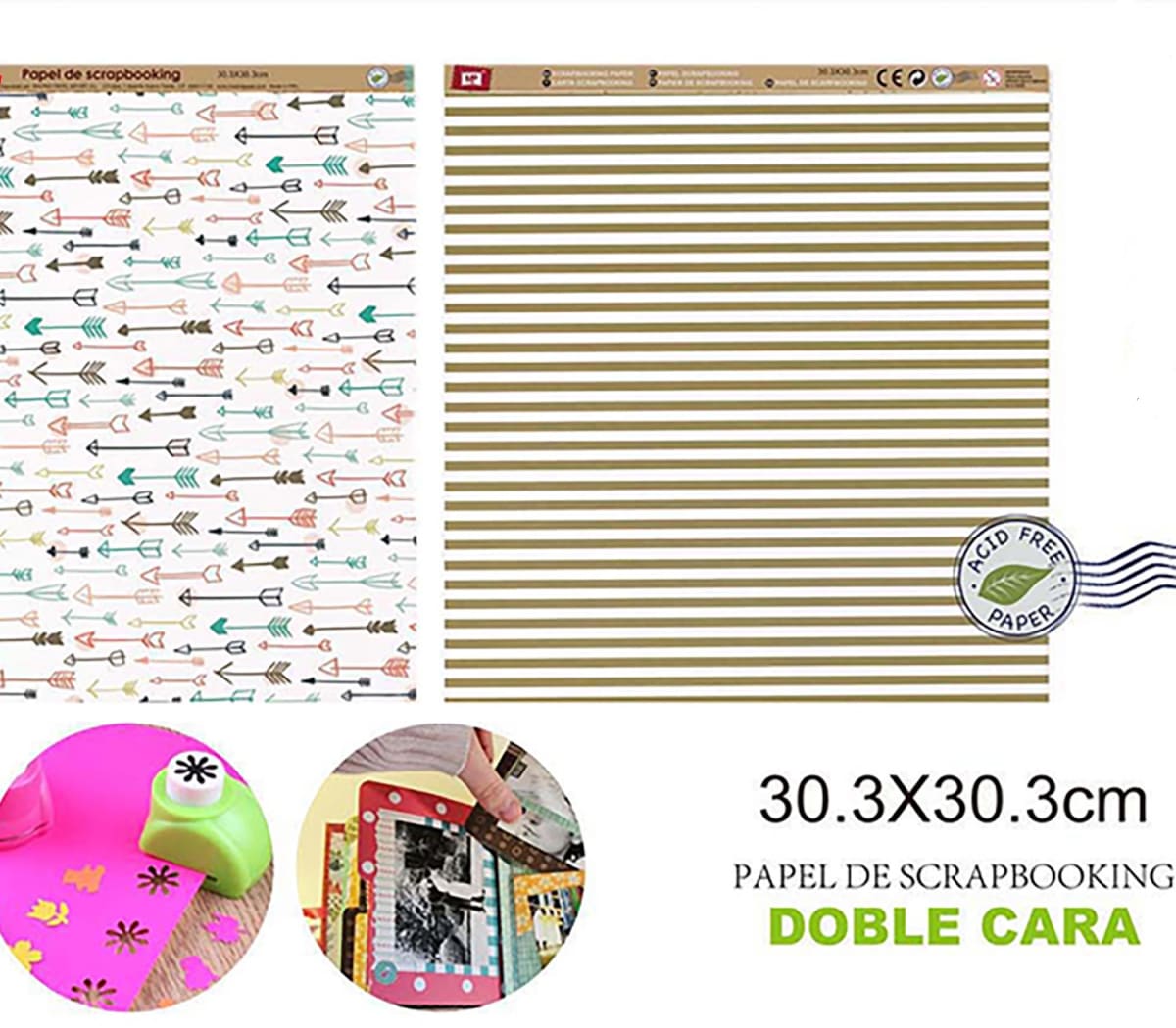Papel De Scrapbooking Doble Cara Lineas/Flechas 30.3X30.3Cm1
