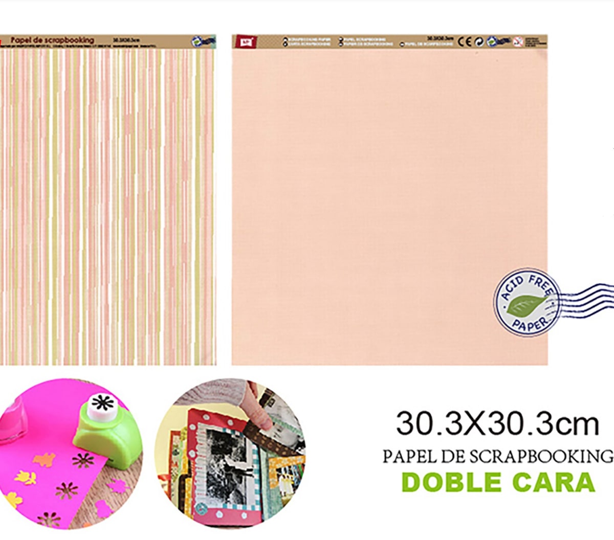 Papel De Scrapbooking Doble Cara Diseño Liso Variado 1