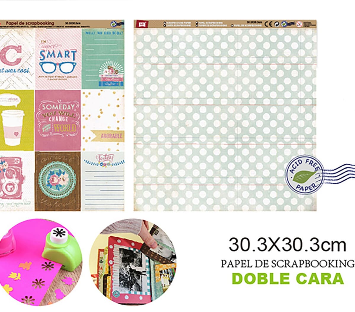 Papel De Scrapbooking Doble Cara Sticker/Circulos 1