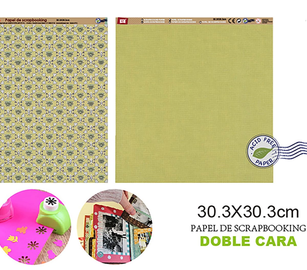 Papel De Scrapbooking Doble Cara Antigüedad/Liso 30.3X30.3Cm1