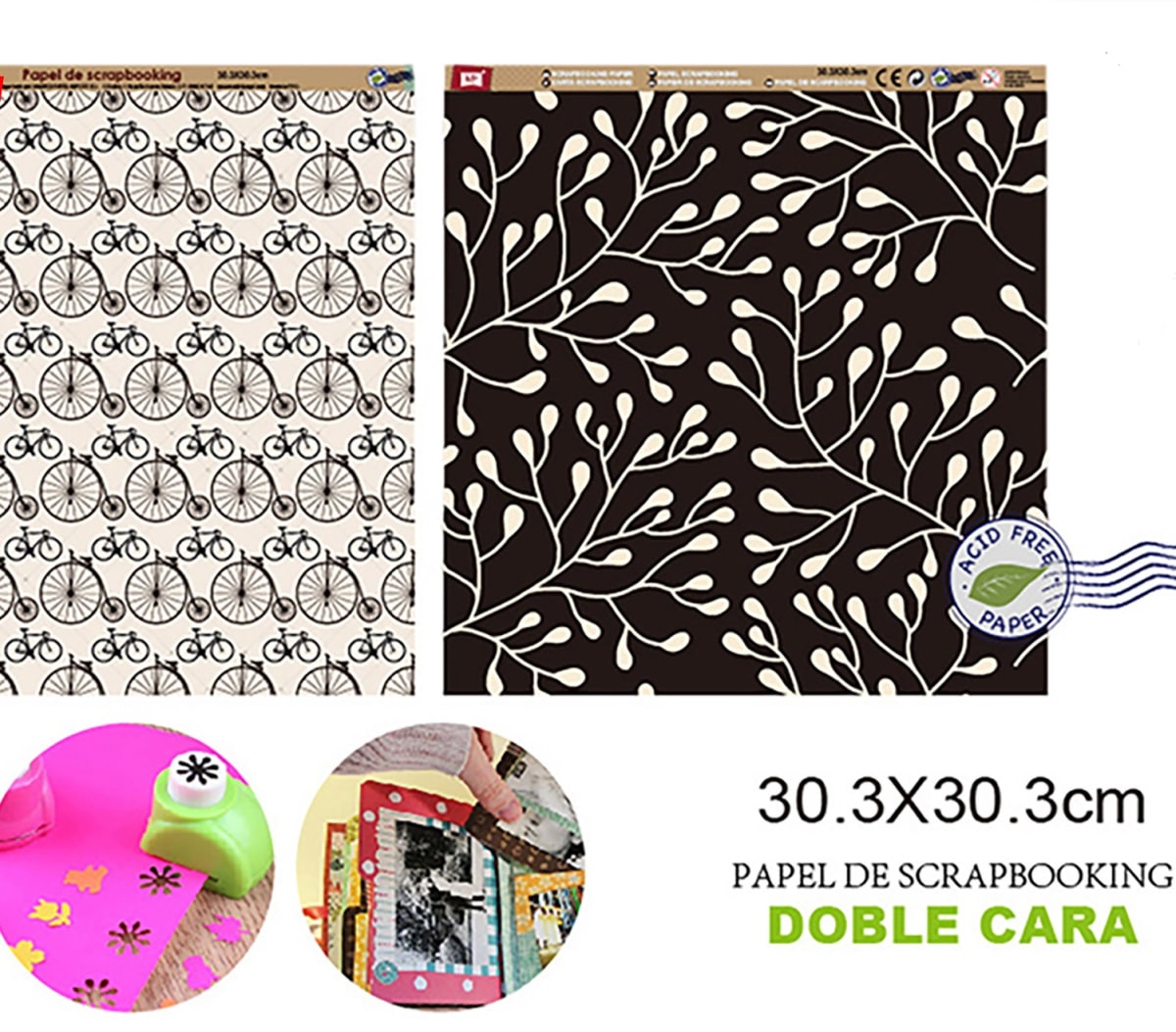 Papel De Scrapbooking Doble Cara Bicicletas/Flores 1
