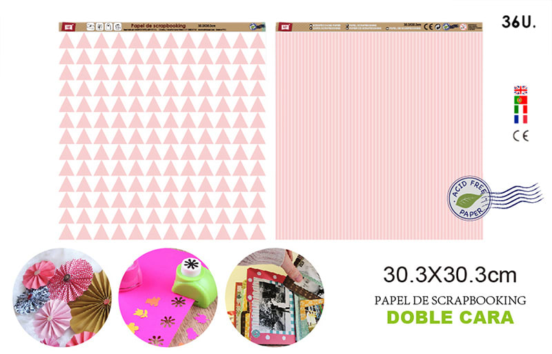 Papel De Scrapbooking Doble Cara Lineas/Triangulo 1