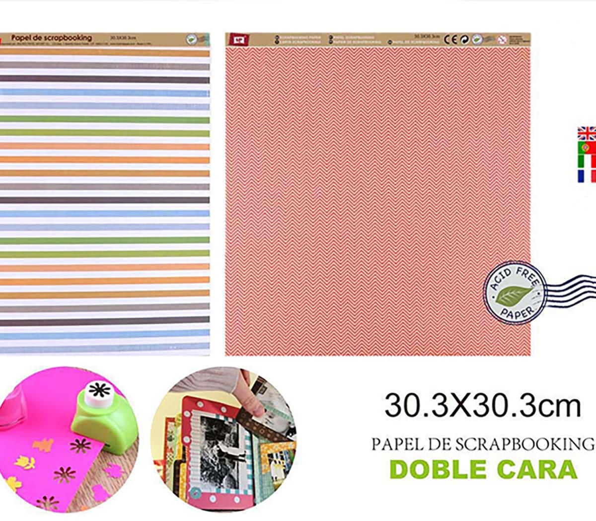 Papel De Scrapbooking Doble Cara Lineas Variadas 30.3X30.3Cm1