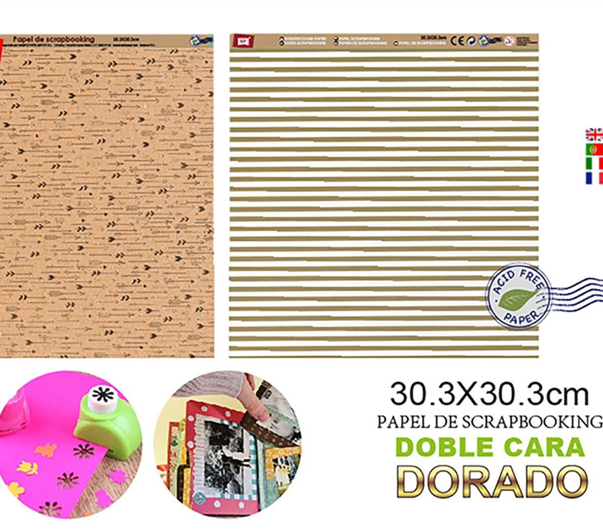 Papel De Scrapbooking Doble Cara Flechas/Maderas 30.3X30.3Cm1