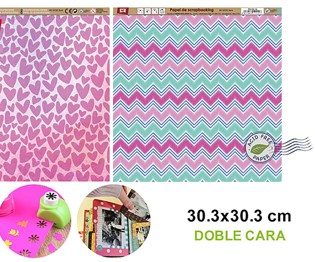 Papel De Scrapbooking Doble Cara 30.3X30.3Cm Marca Madrid Papel Color Variado(MP)4