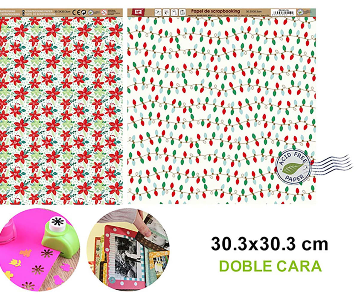 Papel De Scrapbooking Doble Cara Luces/Flores 30.3X30.3Cmdo1