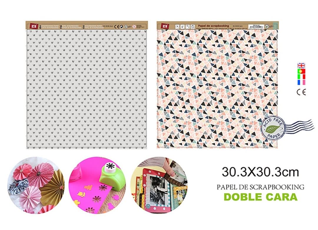 Papel De Scrapbooking Doble Cara Triangulos/Perlas 1