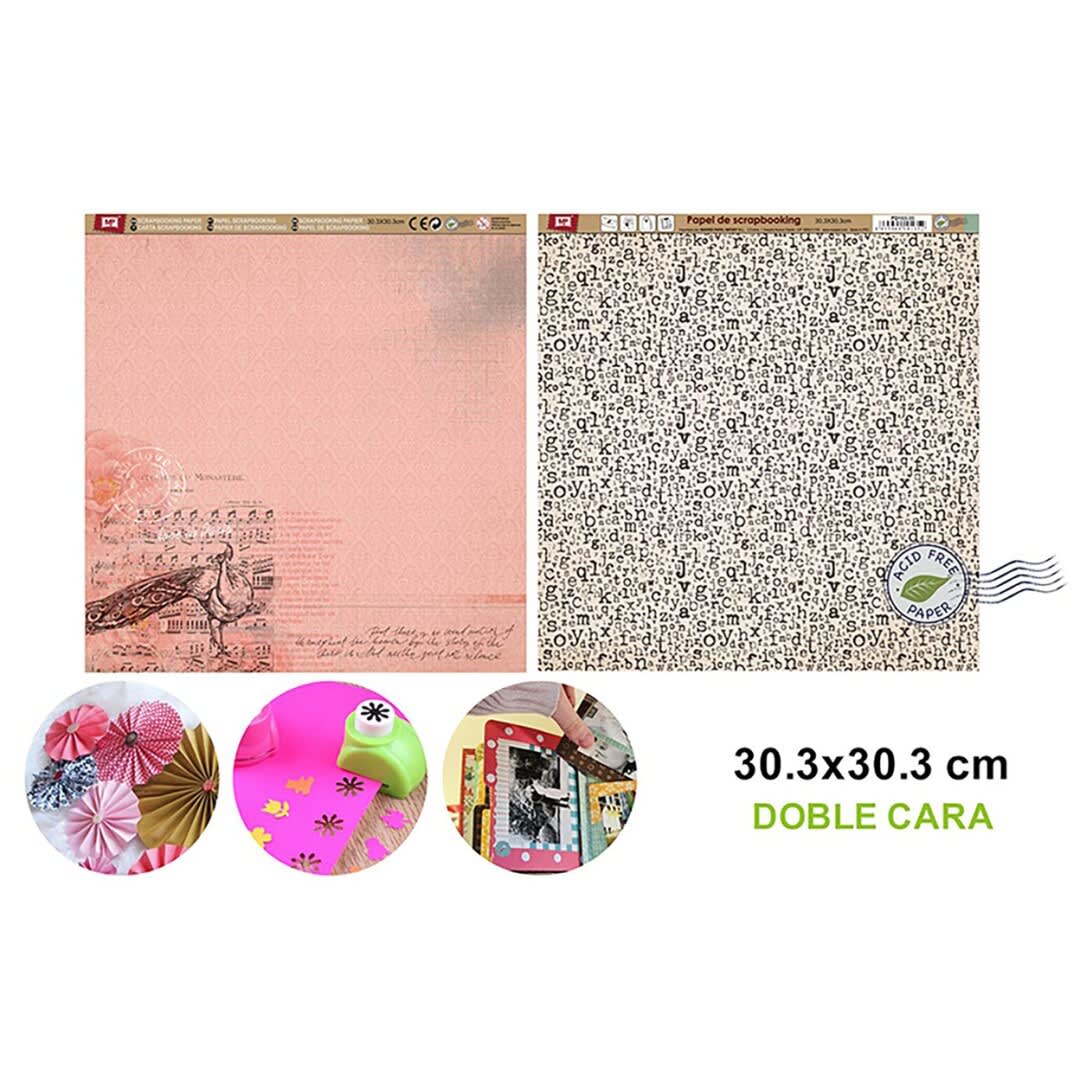 Papel De Scrapbooking Doble Cara Letras/Antiguedades 1