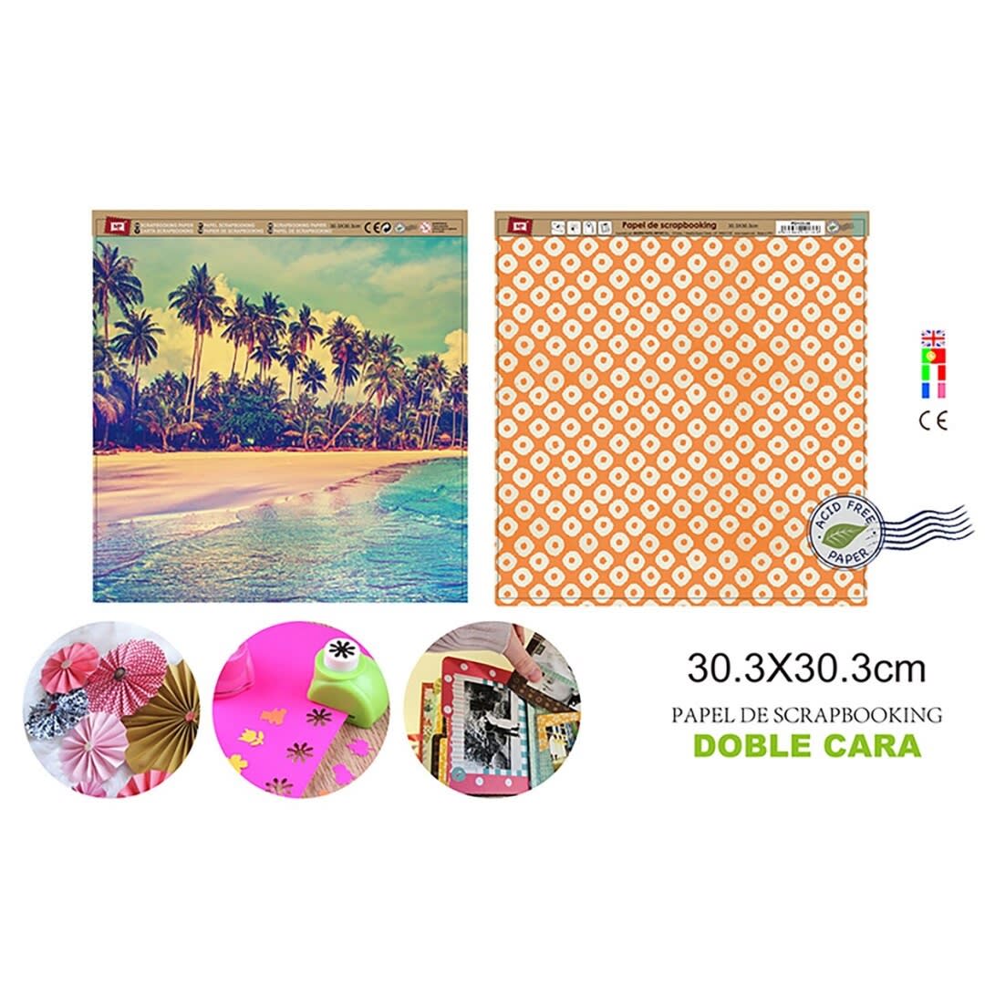Papel De Scrapbooking Doble Cara Playas/Circulos 30.3X30.3Cm1