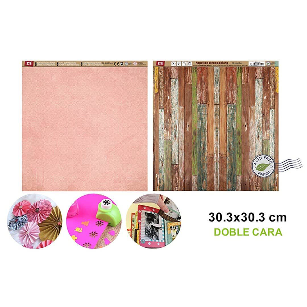 Papel De Scrapbooking Doble Cara 30.3X30.3Cm Marca Madrid Papel Color Variado(MP)5