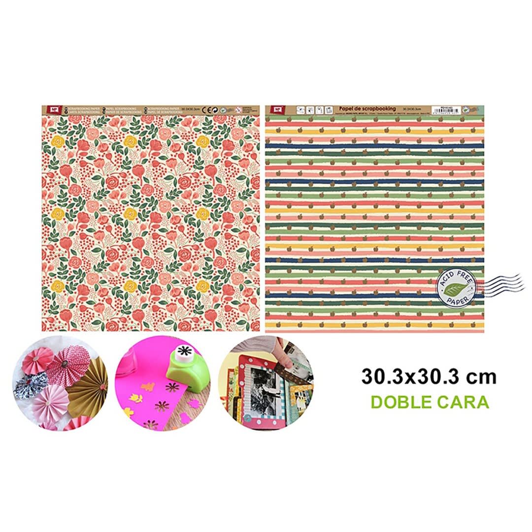 Papel De Scrapbooking Doble Cara Manzanas/Jardin 30.3X30.3Cm1
