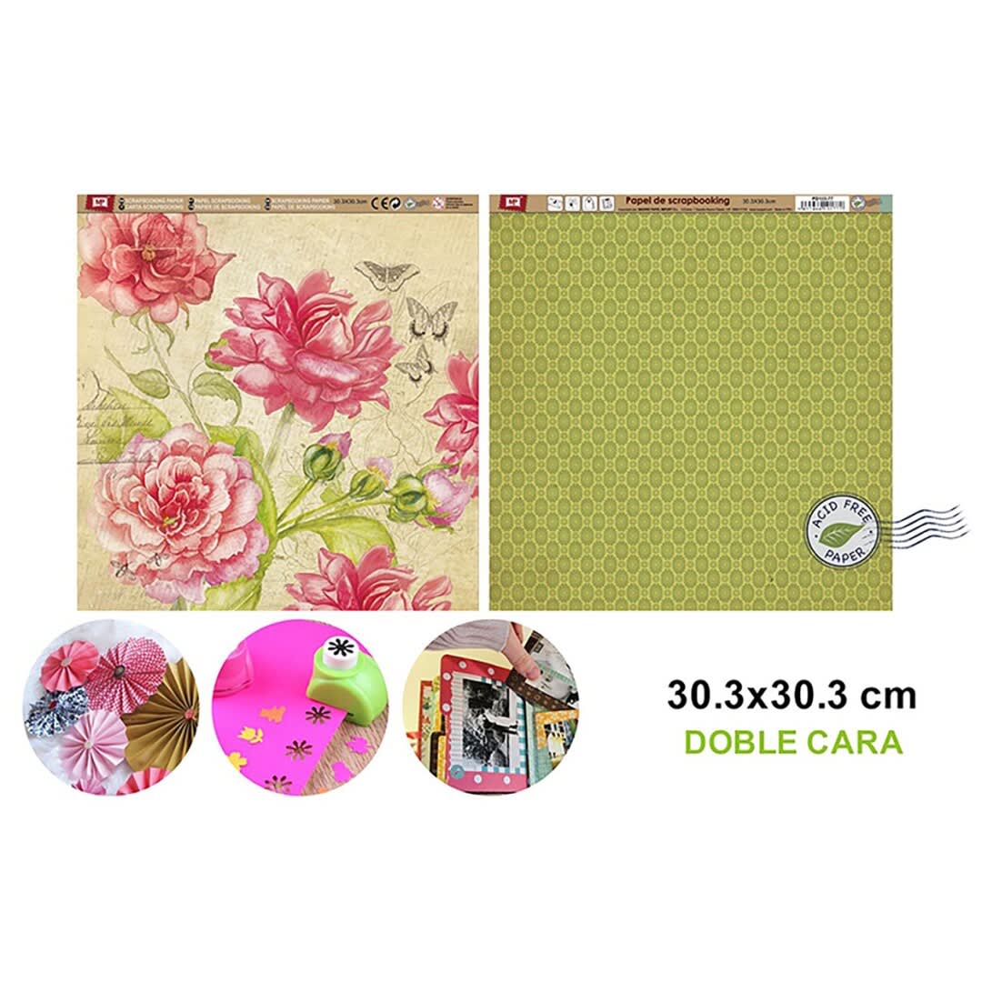 Papel De Scrapbooking Doble Cara Rosas/Estrellas 30.3X30.3Cm1
