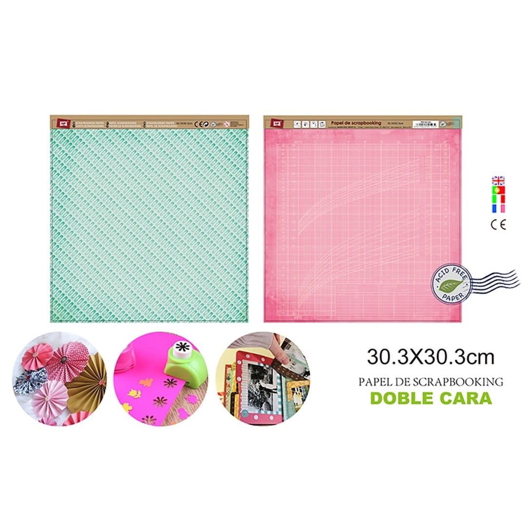 Papel De Scrapbooking Doble Cara Milimetradas/Ganchitos d1