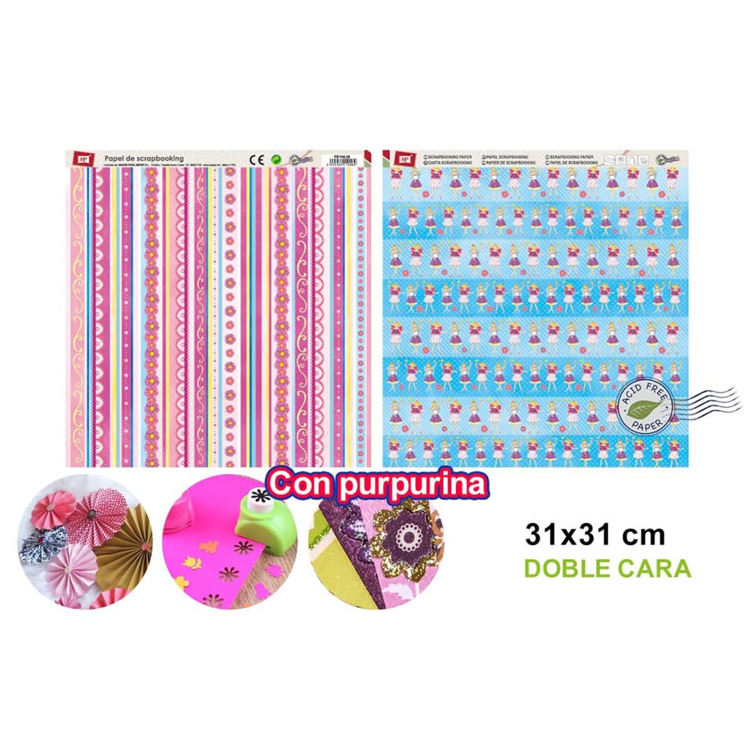 Papel De Scrapbooking Doble Cara Bailarinas Con Glitter d1