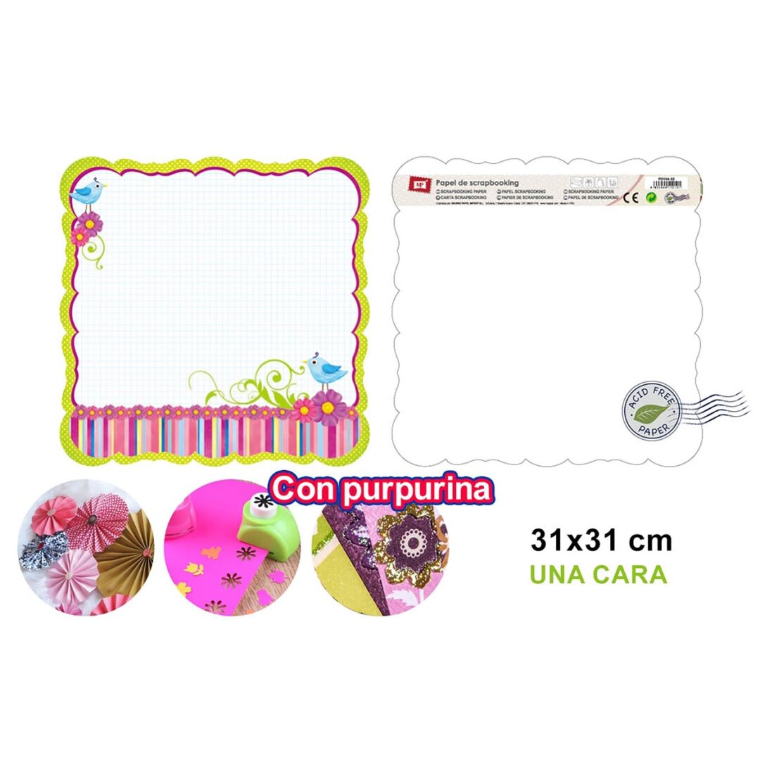 Papel De Scrapbooking Doble Cara Ventanales Con Glitter d1