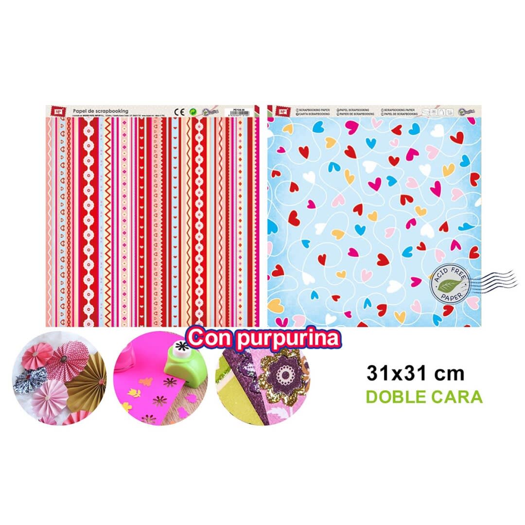 Papel Scrapbooking Doble Cara Con Glitter 1