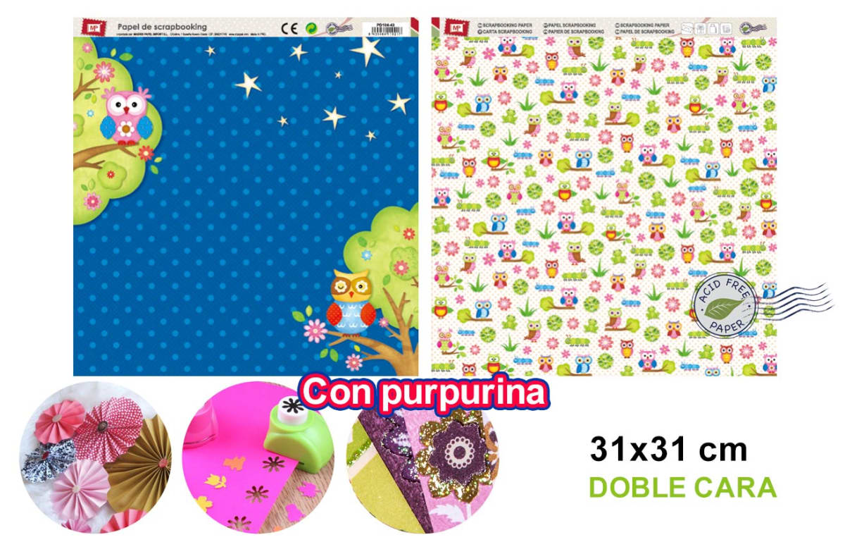 Papel De Scrapbooking Doble Cara 30.3X30.3Cm Marca Madrid Papel Color Variado(MP)3