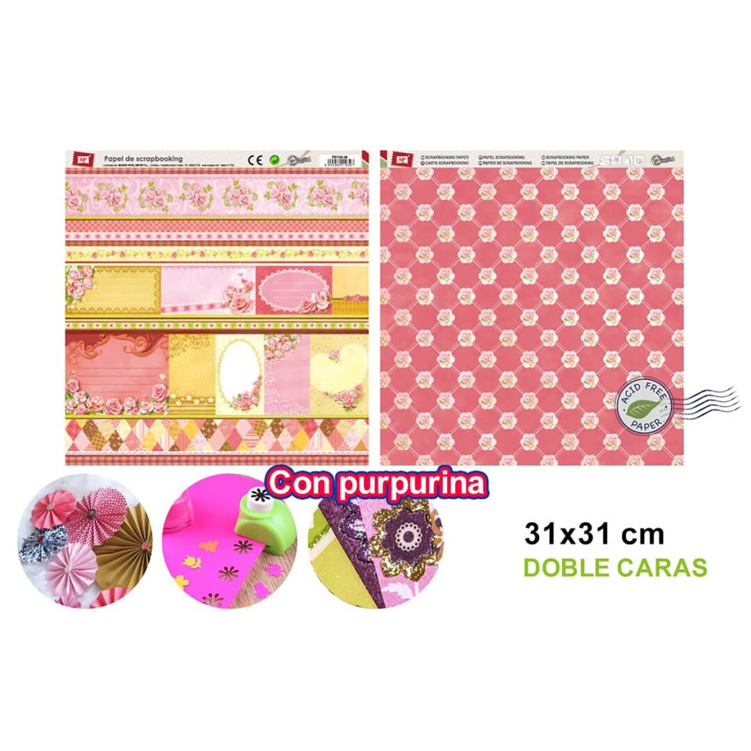 Papel De Scrapbooking Doble Cara Sticker Variados+Glitter  i1