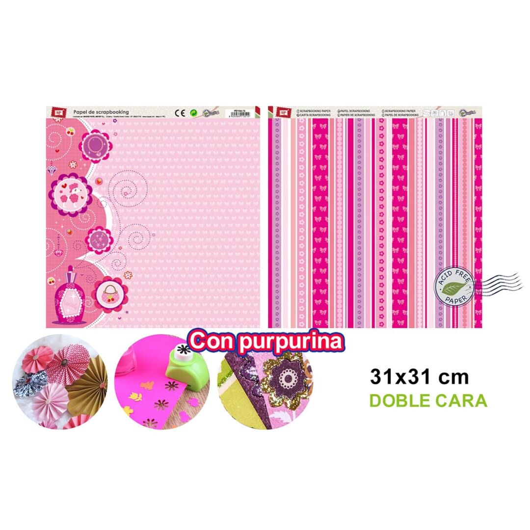 Papel De Scrapbooking Doble Cara Diseño Variado +Glitter 1
