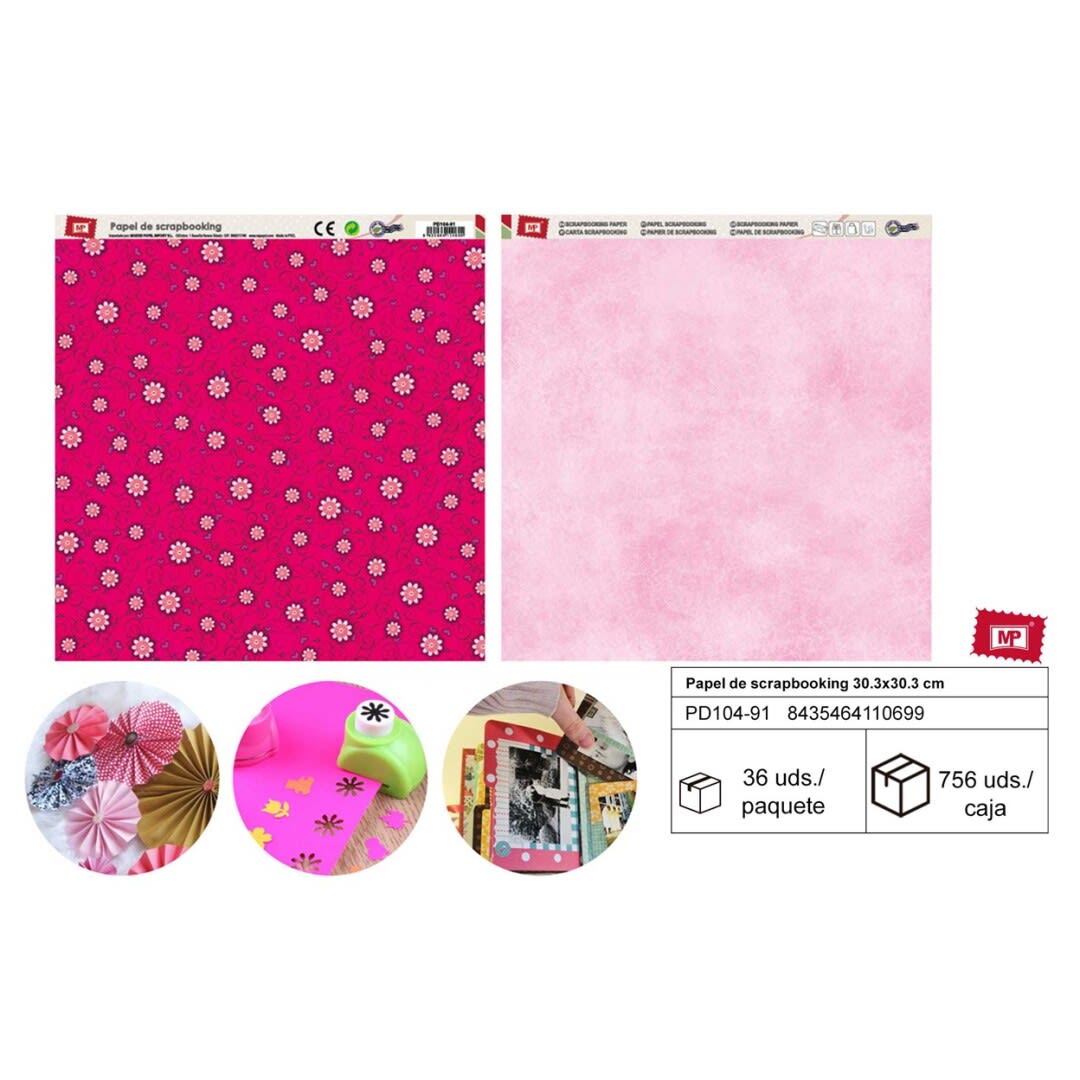 Papel De Scrapbooking Doble Cara Marmoleado/Rositas 1
